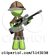 Poster, Art Print Of Green Explorer Ranger Man Holding Sniper Rifle Gun