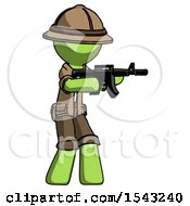 Poster, Art Print Of Green Explorer Ranger Man Shooting Automatic Assault Weapon