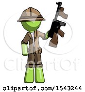 Poster, Art Print Of Green Explorer Ranger Man Holding Tommygun