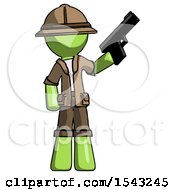 Poster, Art Print Of Green Explorer Ranger Man Holding Handgun