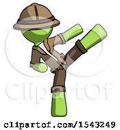 Poster, Art Print Of Green Explorer Ranger Man Ninja Kick Right