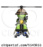 Green Explorer Ranger Man Flying In Gyrocopter Front View