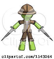 Poster, Art Print Of Green Explorer Ranger Man Two Sword Defense Pose