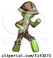 Green Explorer Ranger Man Martial Arts Defense Pose Right