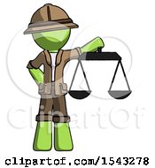 Poster, Art Print Of Green Explorer Ranger Man Holding Scales Of Justice