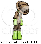 Poster, Art Print Of Green Explorer Ranger Man Depressed With Head Down Turned Right