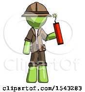 Poster, Art Print Of Green Explorer Ranger Man Holding Dynamite With Fuse Lit