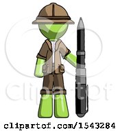 Green Explorer Ranger Man Holding Large Pen