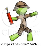 Poster, Art Print Of Green Explorer Ranger Man Throwing Dynamite