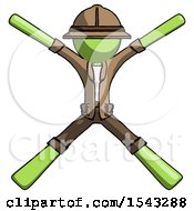 Poster, Art Print Of Green Explorer Ranger Man With Arms And Legs Stretched Out