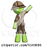 Poster, Art Print Of Green Explorer Ranger Man Waving Emphatically With Left Arm