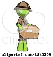 Poster, Art Print Of Green Explorer Ranger Man Holding Package To Send Or Recieve In Mail