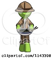 Poster, Art Print Of Green Explorer Ranger Man Serving Or Presenting Noodles