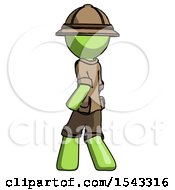 Poster, Art Print Of Green Explorer Ranger Man Walking Away Direction Left View