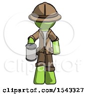 Poster, Art Print Of Green Explorer Ranger Man Begger Holding Can Begging Or Asking For Charity