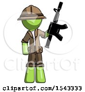 Poster, Art Print Of Green Explorer Ranger Man Holding Automatic Gun