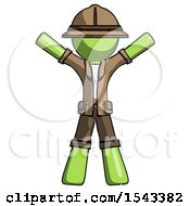 Poster, Art Print Of Green Explorer Ranger Man Surprise Pose Arms And Legs Out