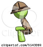 Poster, Art Print Of Green Explorer Ranger Man Squatting Facing Left