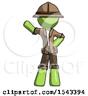 Poster, Art Print Of Green Explorer Ranger Man Waving Right Arm With Hand On Hip