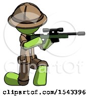 Poster, Art Print Of Green Explorer Ranger Man Kneeling Shooting Sniper Rifle