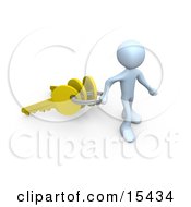 White Figure Pulling A Large Keyring With Three Golden Keys On It Symbolizing A New Homeowner Or Security Clipart Illustration Image by 3poD