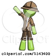 Poster, Art Print Of Green Explorer Ranger Man Waving Emphatically With Right Arm