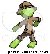 Poster, Art Print Of Green Explorer Ranger Man Karate Defense Pose Left