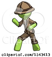Green Explorer Ranger Man Martial Arts Defense Pose Left