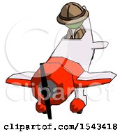 Green Explorer Ranger Man In Geebee Stunt Plane Descending Front Angle View