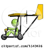 Poster, Art Print Of Green Design Mascot Woman In Ultralight Aircraft Side View