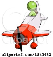 Poster, Art Print Of Green Design Mascot Woman In Geebee Stunt Plane Descending Front Angle View