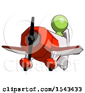 Poster, Art Print Of Green Design Mascot Man Flying In Geebee Stunt Plane Viewed From Below