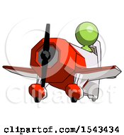 Poster, Art Print Of Green Design Mascot Woman Flying In Geebee Stunt Plane Viewed From Below