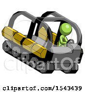 Poster, Art Print Of Green Design Mascot Man Driving Amphibious Tracked Vehicle Top Angle View