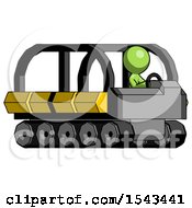 Poster, Art Print Of Green Design Mascot Man Driving Amphibious Tracked Vehicle Side Angle View