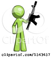Poster, Art Print Of Green Design Mascot Man Holding Automatic Gun