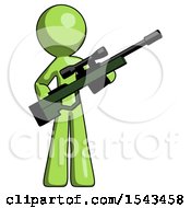 Poster, Art Print Of Green Design Mascot Man Holding Sniper Rifle Gun
