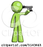 Green Design Mascot Man Suicide Gun Pose