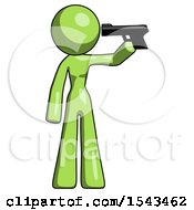 Green Design Mascot Woman Suicide Gun Pose
