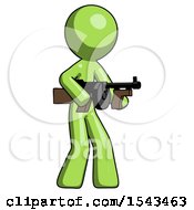 Poster, Art Print Of Green Design Mascot Man Tommy Gun Gangster Shooting Pose