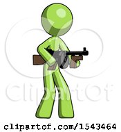 Poster, Art Print Of Green Design Mascot Woman Tommy Gun Gangster Shooting Pose