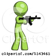 Poster, Art Print Of Green Design Mascot Man Shooting Automatic Assault Weapon