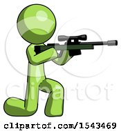 Poster, Art Print Of Green Design Mascot Man Kneeling Shooting Sniper Rifle