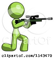 Poster, Art Print Of Green Design Mascot Woman Kneeling Shooting Sniper Rifle