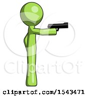 Green Design Mascot Man Firing A Handgun