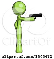 Poster, Art Print Of Green Design Mascot Woman Firing A Handgun