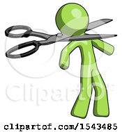 Poster, Art Print Of Green Design Mascot Man Scissor Beheading Office Worker Execution