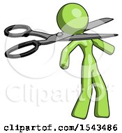 Poster, Art Print Of Green Design Mascot Woman Scissor Beheading Office Worker Execution