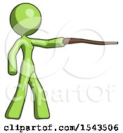 Poster, Art Print Of Green Design Mascot Woman Pointing With Hiking Stick