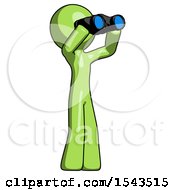 Poster, Art Print Of Green Design Mascot Man Looking Through Binoculars To The Right